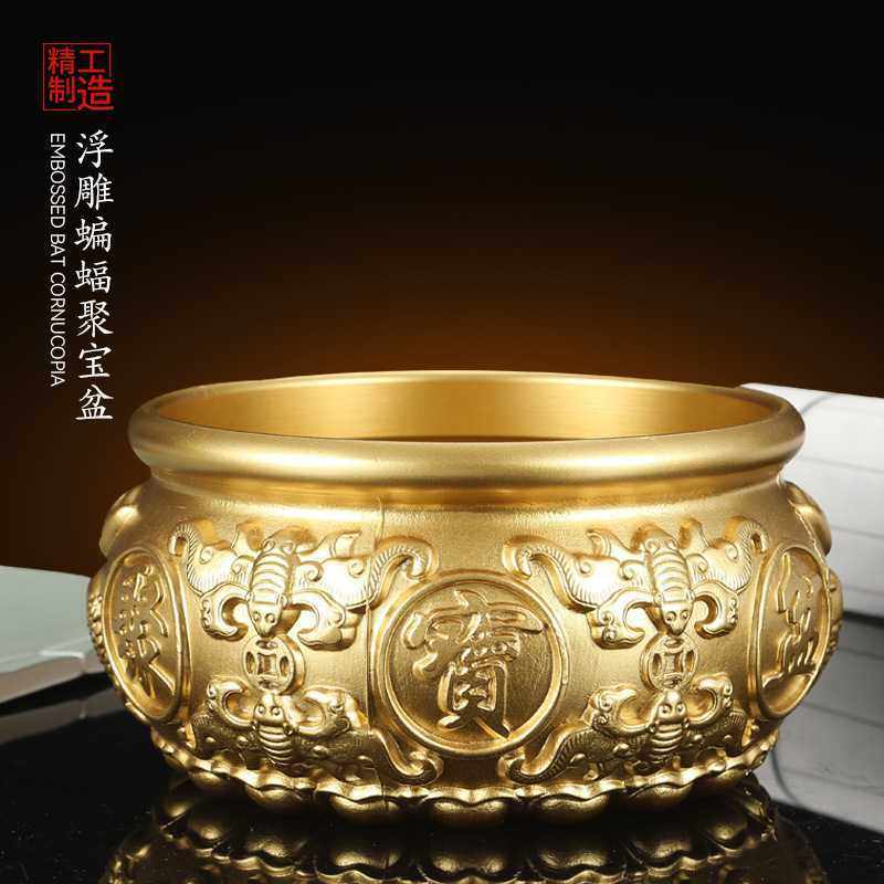 中式黄铜聚宝盆摆件家用客厅装饰招财聚财铜制工艺品财存钱罐铜器,家居饰品,国学摆件,淘宝优惠券,粉丝福利购,淘宝优惠卷