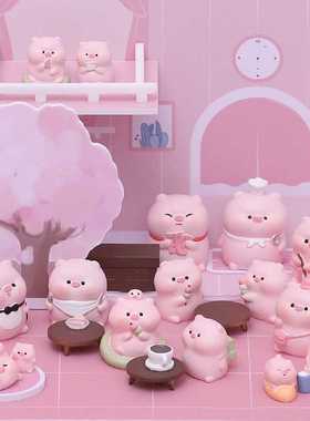 猪猪餐厅盲盒盲盒摆件卡通可爱桌面树脂公仔迷你过家家玩具创意