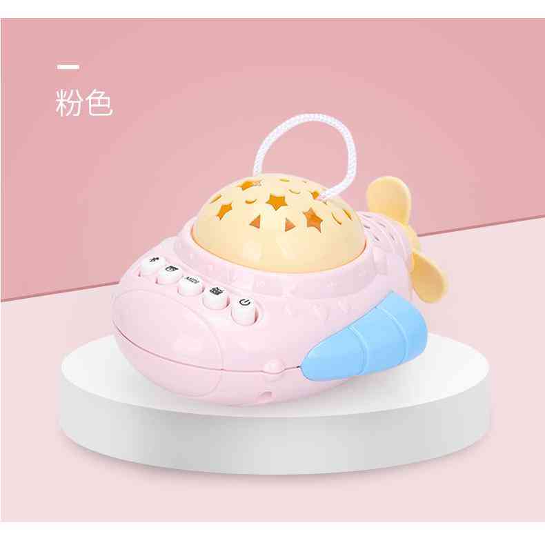 宝宝投影小飞机故事机安抚带遥控 婴儿早教小飞船儿床铃挂件
