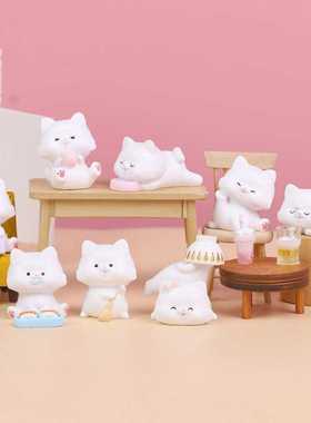可爱猫猫盲盒迷你公仔手办树脂工艺品办公桌面装饰摆件学生礼品
