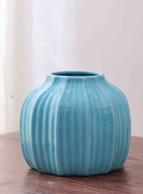 供应白色蓝色陶瓷花瓶花盆花器可储水器皿家居装饰摆件4号