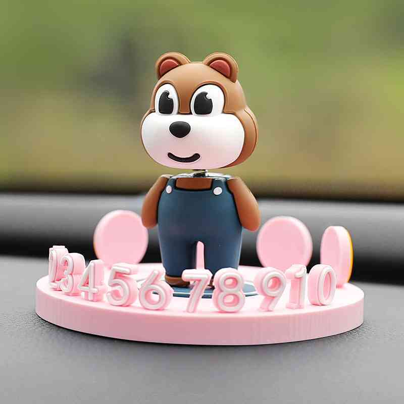 贝维斯汽车内饰圆形临时停车牌 车载卡通摇头摆件组合停车卡厂家