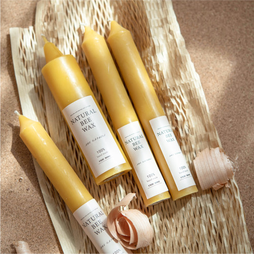 天然蜂蜂枝形蜡烛无烟复古蜜黄色