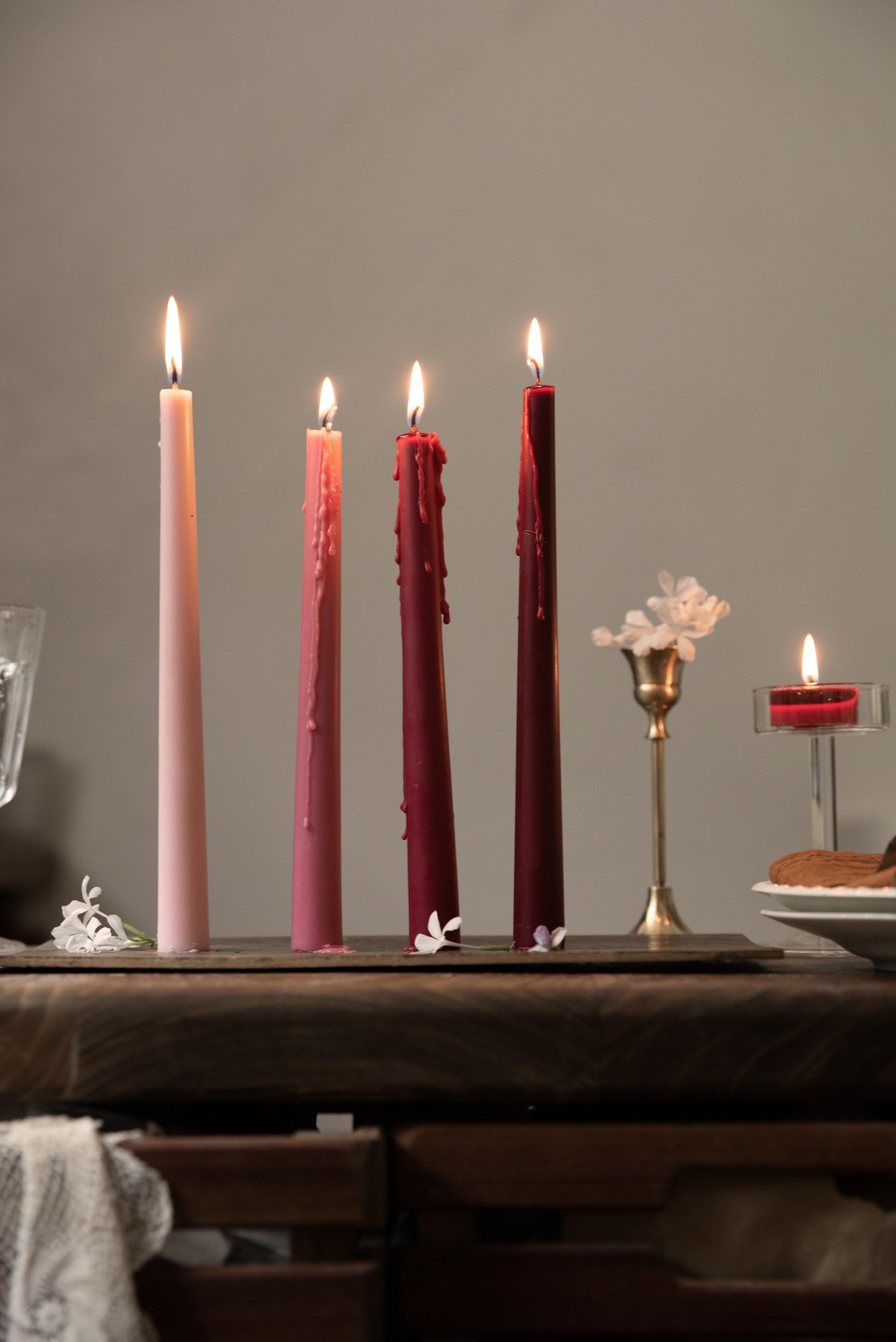 手工蜡烛蜡烛莫兰迪渐变红色浪漫