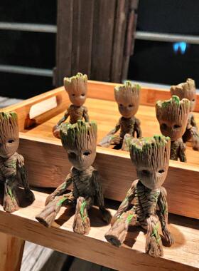 漫威系！银河护卫！可爱小树人格鲁特 坐姿PVC办公室摆件公仔玩具