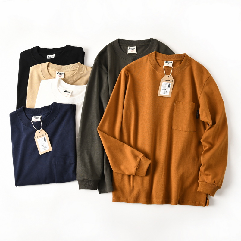 外贸尾货纯棉潮流口袋宽松T恤