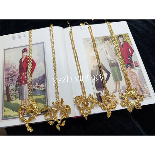 中古款素金夸张项链毛衣链