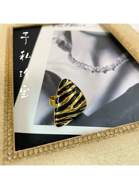 女复古夸张斑马纹戒指包邮