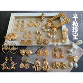 663 满50 包邮 复古Vintage欧美巴洛克金属动物狮子人像耳环耳钉
