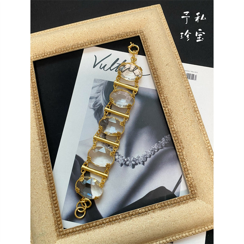 包邮 1526 复古Vintage镀真金保色透色琉璃欧美宫廷风中古款手链