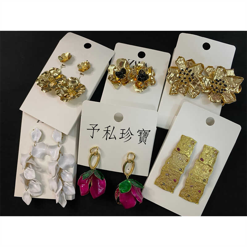 满50包邮 1871 复古Vintage彩色滴油珐琅花朵夸张ZA家长流苏耳环
