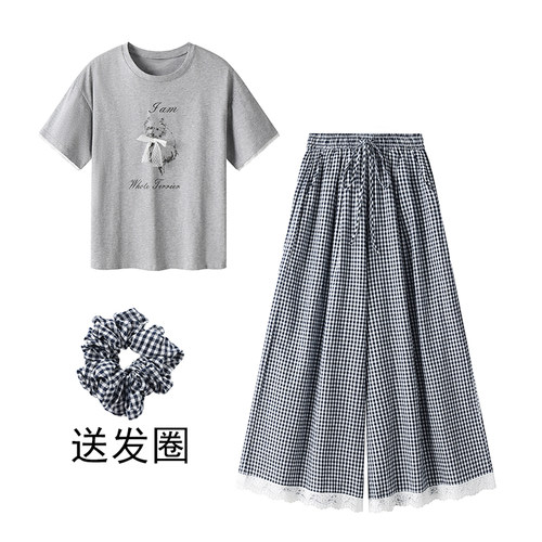 夏季穿搭女新款短袖T恤两件套