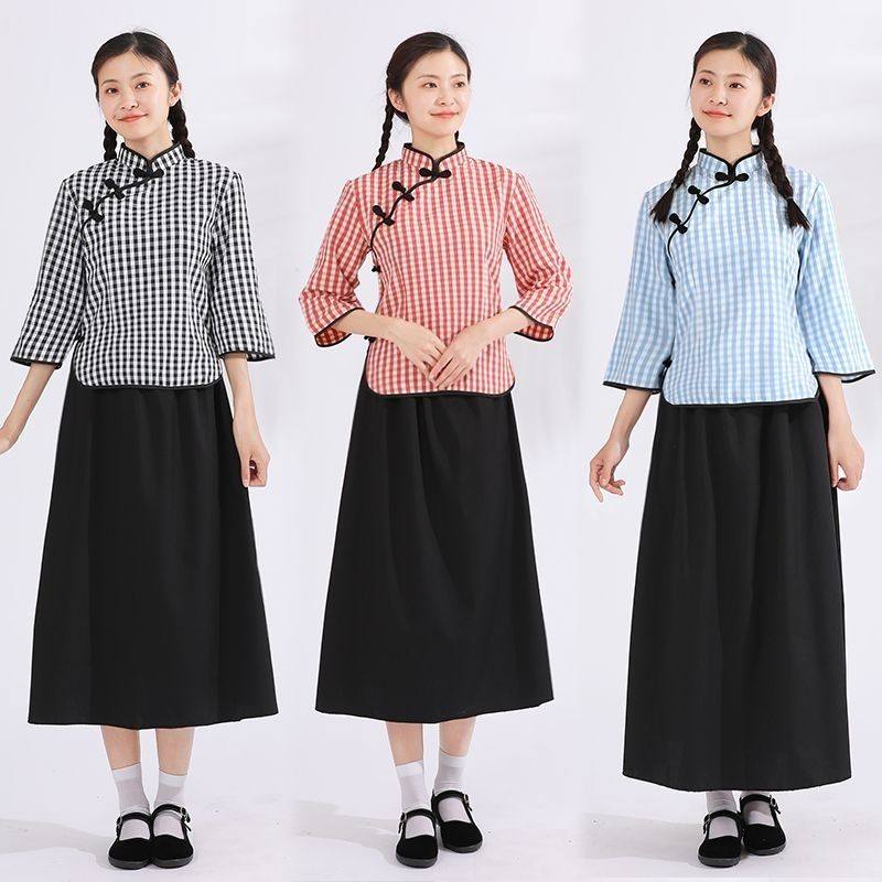 民国学生服装女五四运动演出套装朗诵合唱复古班服五四青年中山装
