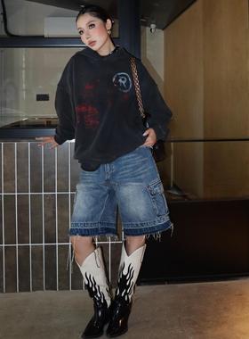 Human Voices活两次重磅水洗做旧破坏连帽卫衣男女宽松秋冬外套