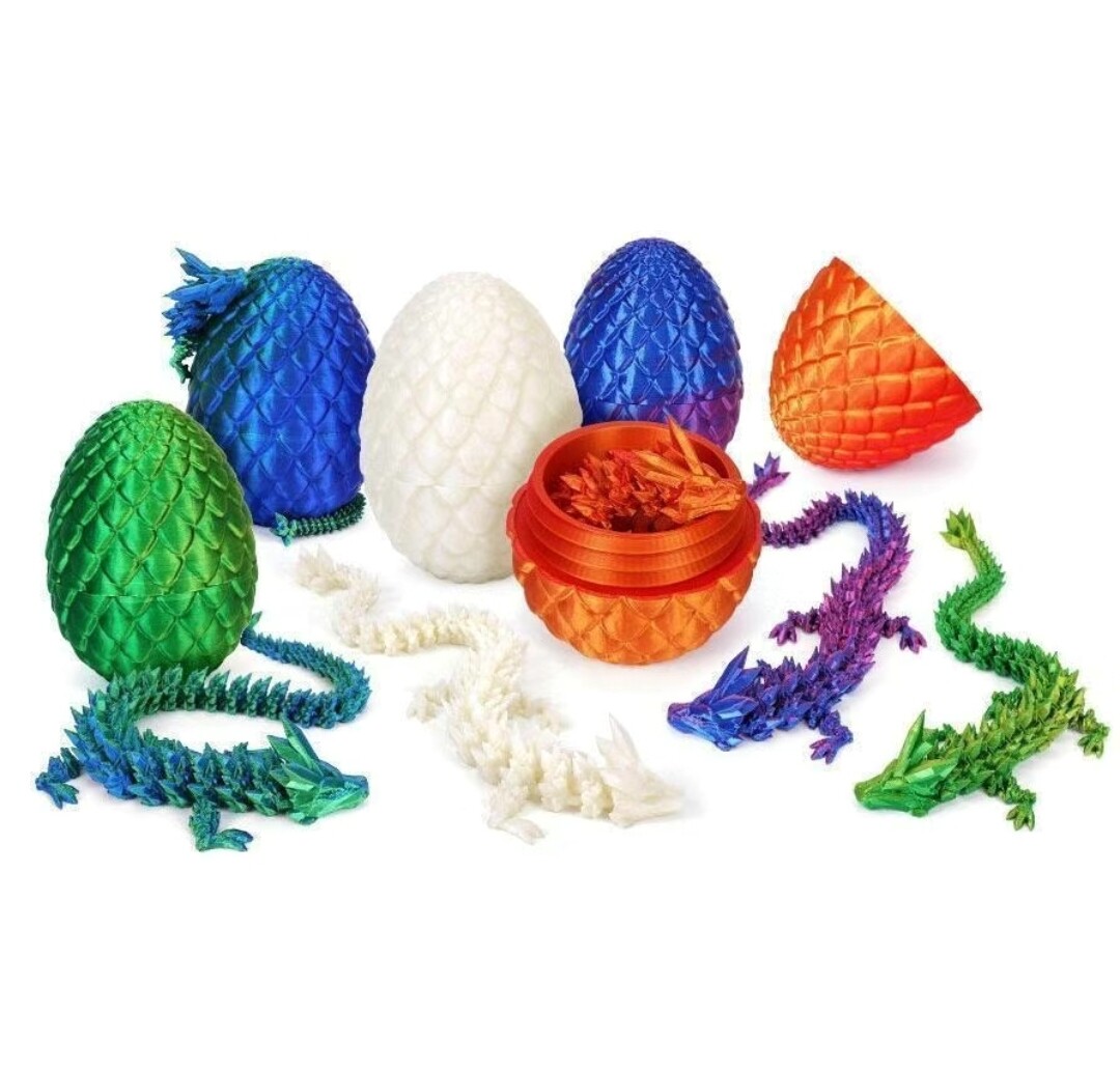 3D打印水晶龙钻石龙网红爆款龙蛋套儿童玩具龙摆件装