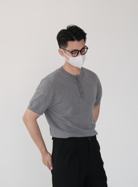 何青菜/242410夏季上新亨利领polo衫透气针织商务休闲短袖纯色T恤