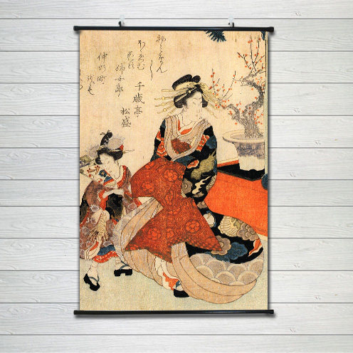 日式家居装饰画日本料理店壁画仕女图浮世绘榻榻米海报艺妓挂画