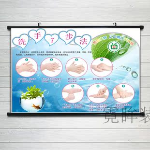 正确洗手七步法骤图七步洗手图标准洗手流程图洗手卫生间挂画海报