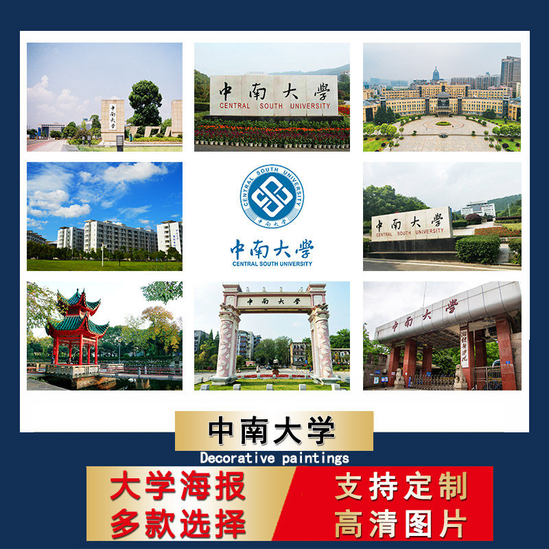 中国名校海报中南大学校徽logo壁纸儿童学生书房墙贴励志卧室