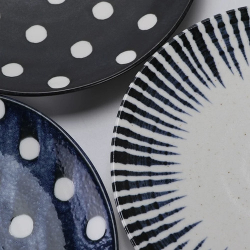 日本进口TheLight Porcelain超轻量日式陶瓷条纹餐具套装盘子饭碗