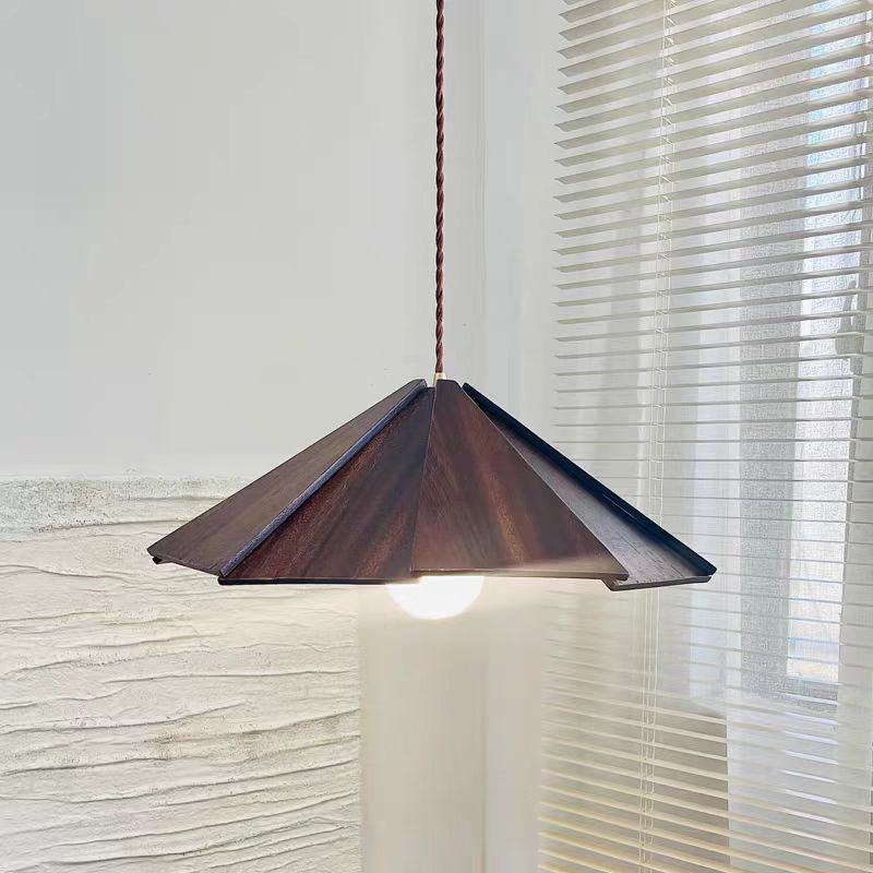 侘寂风复古茶室吧台黑胡桃木吊灯