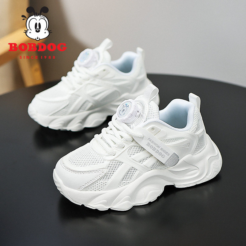 巴布豆儿童小白鞋女童鞋子2026春秋季新款小学生女孩白色运动板鞋