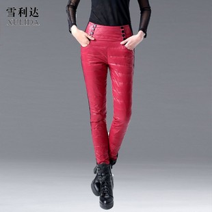 棉裤 断码 女外穿白鸭绒加厚保暖小脚裤 高腰收腹显瘦羽绒裤 处理冬季