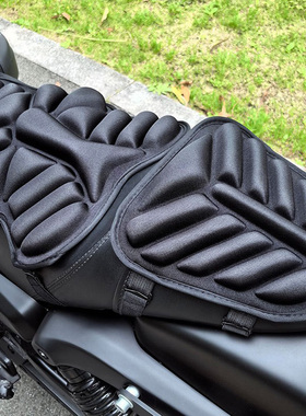 双人坐缓冲3D摩托车坐垫减震透气电动车四季通用机车防晒座垫舒服