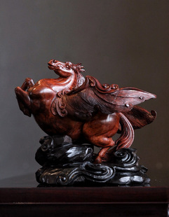 海南黄花梨老油梨飞天神骏摆件 百年老料手工雕刻，