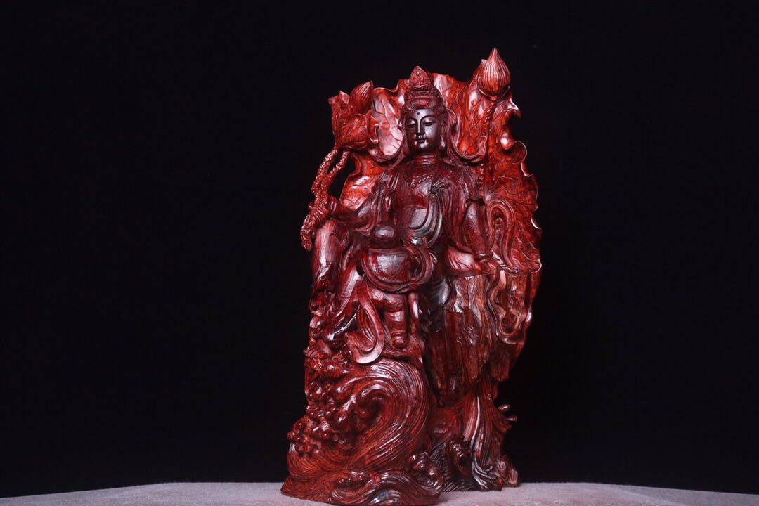 小叶紫檀【童子拜观音】清刀款，鸡血红泥料火焰纹，整木镂空精雕|ruв категории Украшения,ювелирные изделия, украшения - от Buy2taobao.com для оказания профессиональной услуги покупки агента Taobao