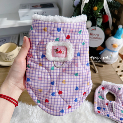 毛领糖果色爱心秋冬加厚宠物衣服