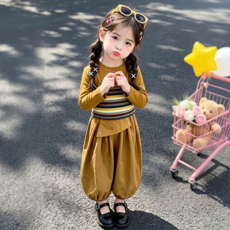 女童洋气宽松森系春秋季休闲套装宝宝2026新款时髦超好看韩版初秋