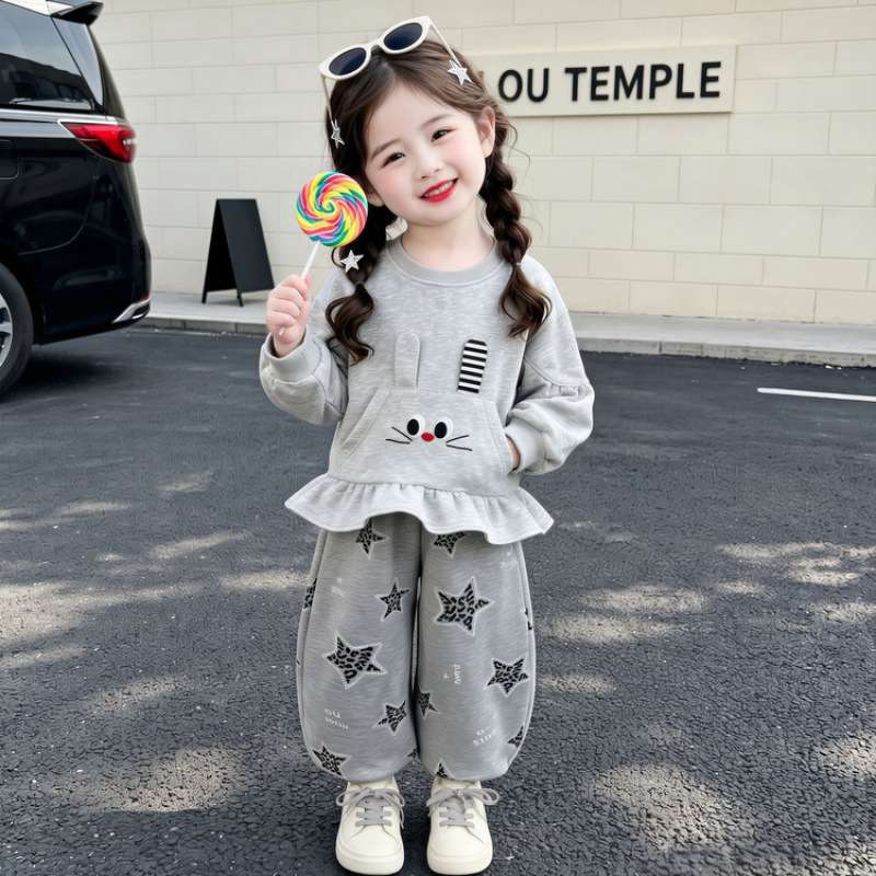 早秋穿搭女童套装秋季2026新款小童洋气秋装女宝宝猫咪卫衣两件套