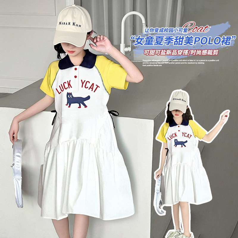 女童学院风连衣裙夏季202