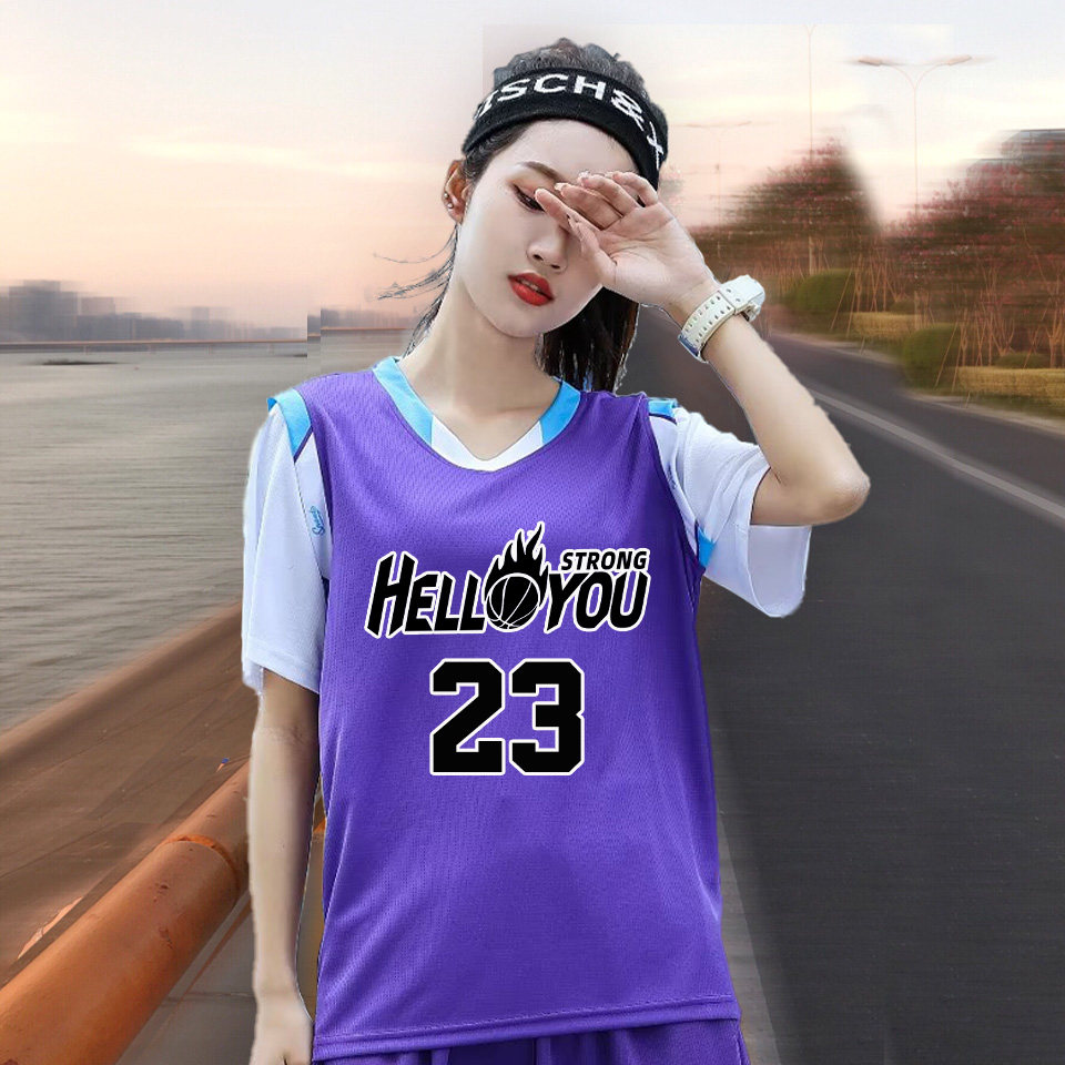 短袖篮球服男女套装假两件中考体育球衣女子比赛服有袖高中生定制