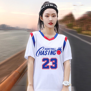 短袖篮球服女套装假两件球衣运动比赛有袖高中学生班服定制印字号