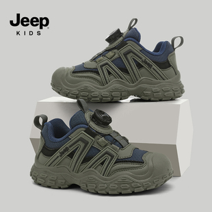 jeep儿童鞋子男童户外防滑运动鞋小学生防水皮面女童休闲登山鞋潮