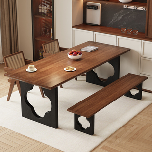 凳子餐桌家用长方形实木餐桌客厅吃饭桌中古书房书桌大长桌工作台