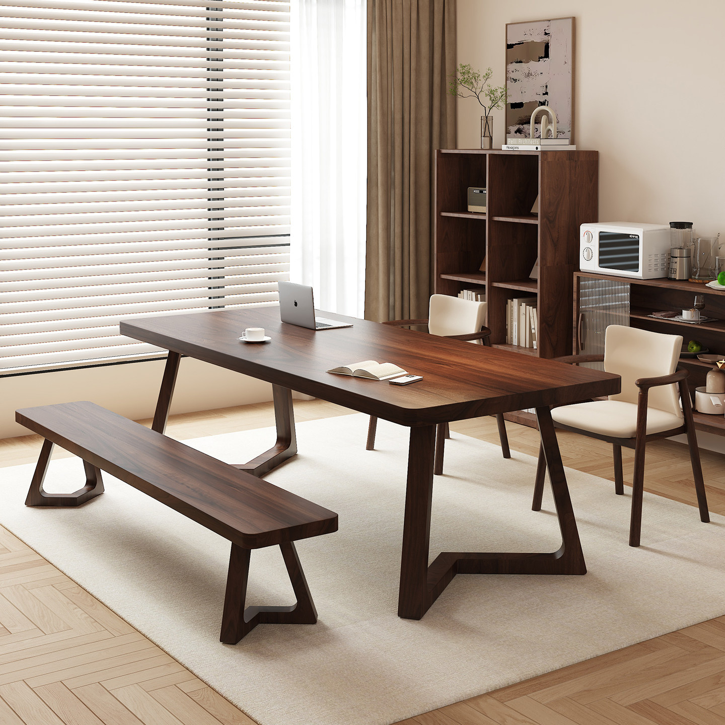 高档实木书桌客厅长桌南美胡桃木茶餐桌一体大板桌书房阅读学习桌,住宅家具,书桌,淘宝优惠券,粉丝福利购,淘宝优惠卷