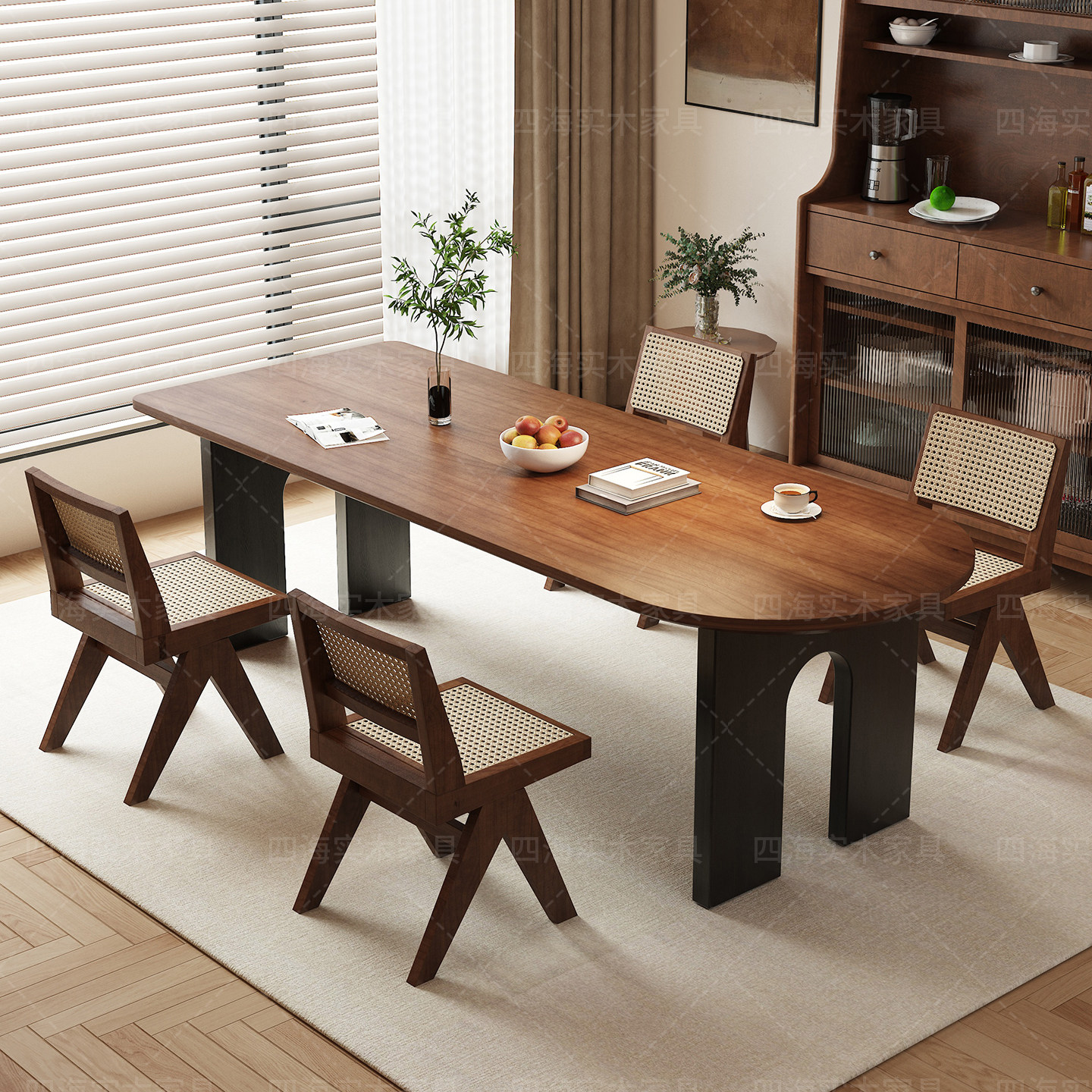 实木餐桌北欧大板长桌去客厅化餐书桌一体工作台家用小户型吃饭桌