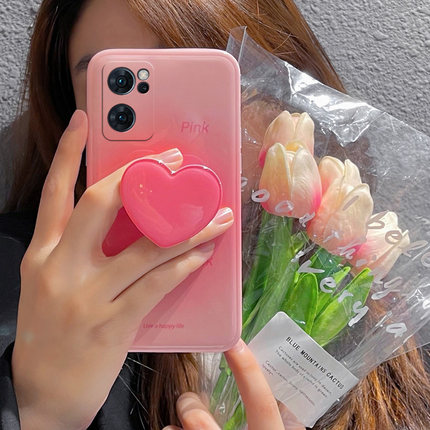 适用于OPPO Reno7手机壳透明个性硅胶爱心支架OPPO reno7保护套女
