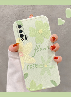 适用于华为nova6手机壳女款WLZ-AN00硅胶5G防摔绿色夏日清新小花