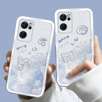 适用于OPPO Reno7手机壳可爱小众闺蜜OPPO Reno7Pro紫色小兔ins潮