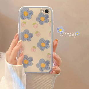 适用于红米NOTE5A手机壳潮牌防摔全包式软胶套草莓蓝花网红高级简约小香风款