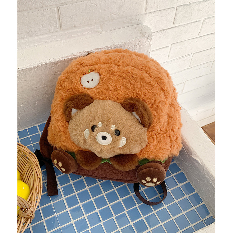 可爱女童毛绒小熊立体书包