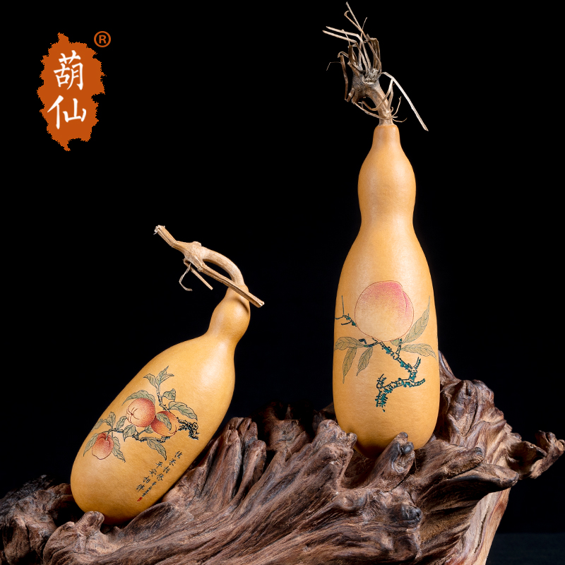 葫仙天然小葫芦手把件非遗手工雕刻针画手捻文玩瓶子胡芦家居摆件