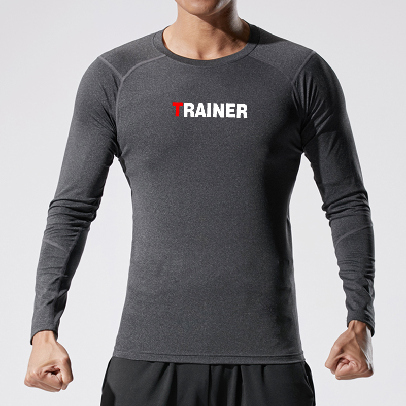 紧身衣男长袖秋季运动篮球打底弹力健身衣私人教练工作服定制印字