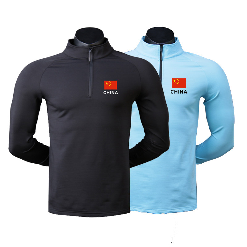 秋冬健身衣服男运动t恤长袖加绒跑步训练上衣 私人教练工作服定制