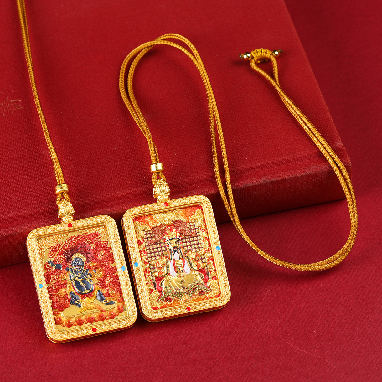 藏式唐卡五爷画像双面八