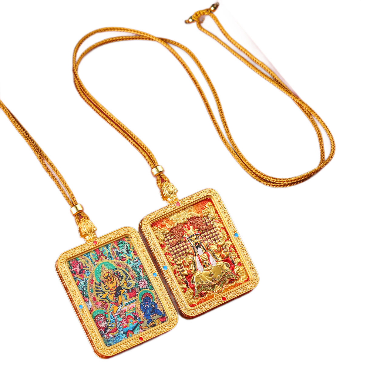 藏式半手绘描金唐卡绿度